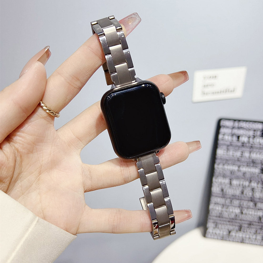 For Apple Watch Series 9 8 7 41mm / 6 5 4 SE (2023) SE (2022) SE 40mm / 3 2 1 38mm Watch Band 3-Bead Strap - Titanium For Apple Watch Series 9 8 7 41mm / 6 5 4 SE (2023) SE (2022) SE 40mm / 3 2 1 38mm Watch Band 3-Bead Strap - Titanium